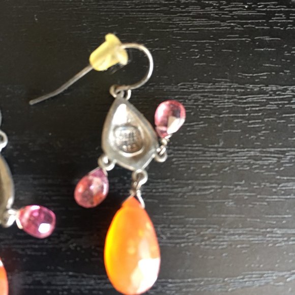 VINTAGE SILVER 925 GEMSTONE CHANDELIER EARRINGS - Picture 5 of 5